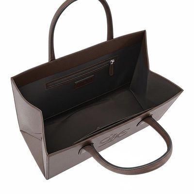 Artesanato reúne funcionalidade Bolsas de compras impressas sob medida com sombra de monograma em relevo e bolso interno / aberto x1